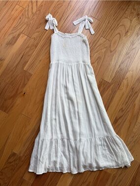 Morning Lavender White Maxi Dress with Tie Straps